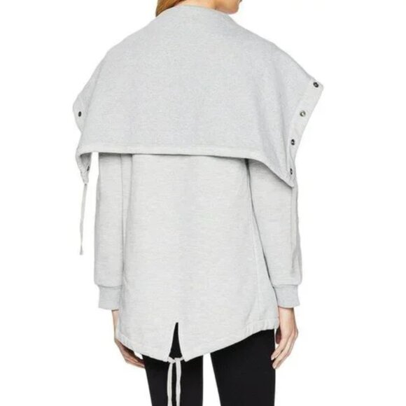 Blank NYC Women's Salt and Pepper Open Convertible Collar Sweatshirt Jacket - Picture 3 of 13